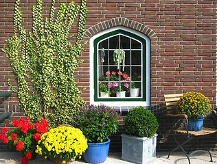 Image showing flowers infront of house