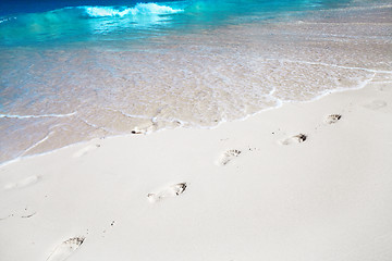 Image showing Trace of a human foot on sand