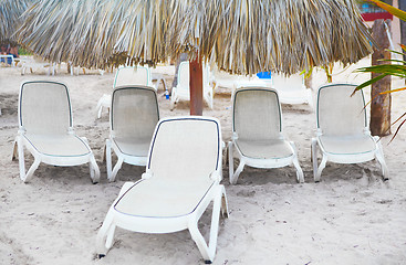 Image showing Sunbed on the beach