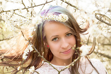 Image showing cheerful fashionable woman in spring