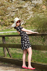 Image showing cheerful fashionable woman with hat