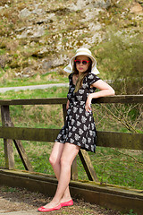 Image showing cheerful fashionable woman with hat