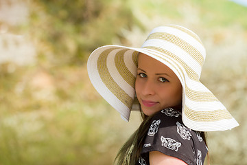 Image showing cheerful fashionable woman with hat