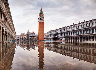 Image showing Panoramic overview of San Marco square in Venice, Italy