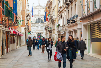 Image showing Crowded with tourists street in Venice