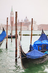 Image showing Gondolas floating in Grand Canal