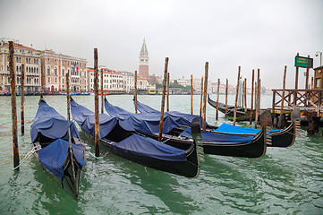 Image showing Gondolas floating in Grand Canal