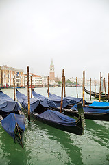 Image showing Gondolas floating in Grand Canal