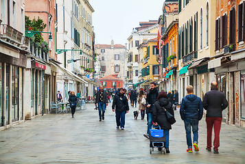 Image showing Crowded with tourists Nuova street in Venice