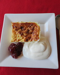 Image showing Cheese cake with jam and cream