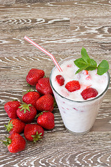 Image showing Fruity strawberry milkshake