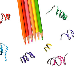 Image showing Colorful pencils and clippings
