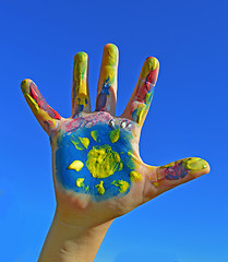 Image showing Painted kid hand