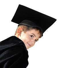 Image showing Cute kid graduate with graduation cap