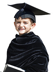 Image showing Happy kid graduate with graduation cap