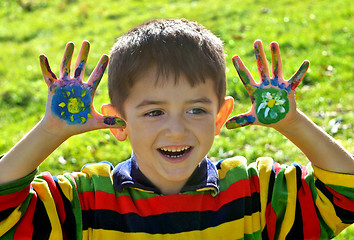 Image showing Hands in paint