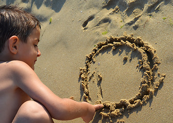 Image showing Drawing in the sand