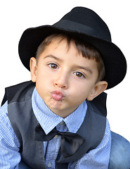 Image showing Kid gives a kiss