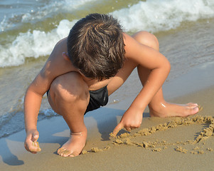 Image showing Drawing in the sand