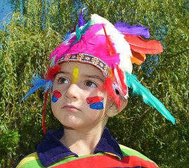 Image showing Cute child dressed as Injun