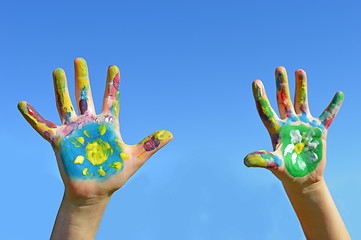 Image showing Painted kid hands