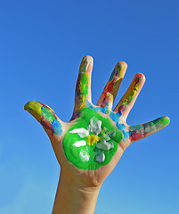 Image showing Painted kid hand
