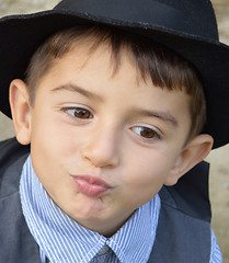 Image showing Kid gives a kiss