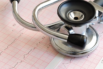 Image showing Stethoscope and ECG