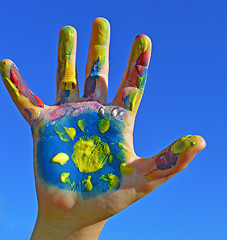 Image showing Painted kid hand