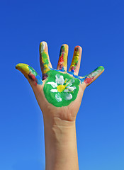 Image showing Painted kid hand