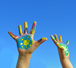 Image showing Painted kid hands