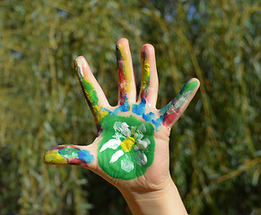 Image showing Painted kid hand