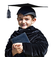 Image showing Cute kid graduate with graduation cap