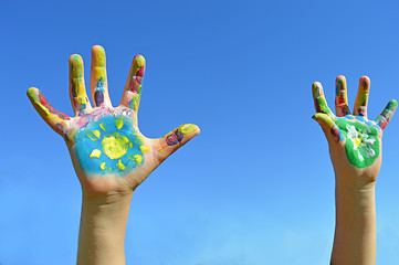 Image showing Painted kid hands