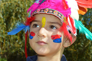 Image showing Cute kid dressed as Injun