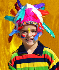 Image showing Happy kid dressed as Injun