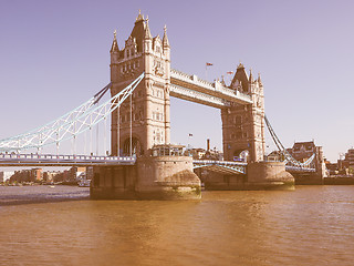 Image showing Retro looking Tower Bridge in London