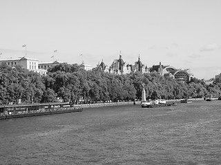 Image showing Black and white River Thames in London