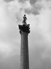 Image showing Black and white Nelson Column in London