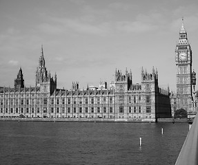 Image showing Black and white Houses of Parliament in London