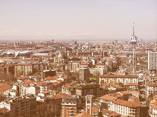 Image showing Retro looking Milan aerial view