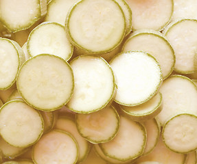 Image showing Retro looking Courgettes zucchini