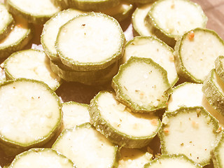 Image showing Retro looking Courgettes zucchini