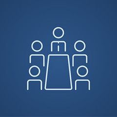 Image showing Business meeting in the office line icon.