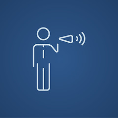 Image showing Businessman with megaphone line icon.