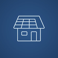 Image showing House with solar panel line icon.