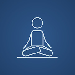 Image showing Man meditating in lotus pose line icon.