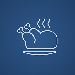 Image showing Baked whole chicken line icon.