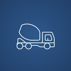 Image showing Concrete mixer truck line icon.