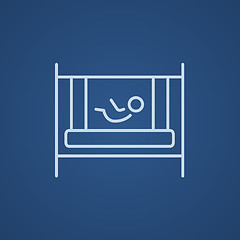 Image showing Baby laying in crib line icon.